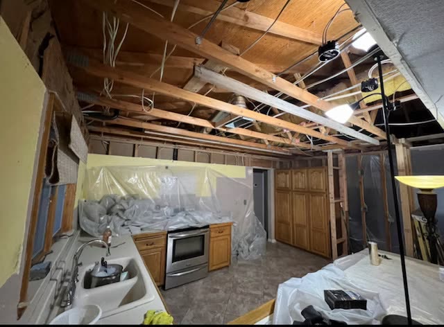 Kitchen taken down to the wall studs during a full HTS Construction remodel in Las Vegas